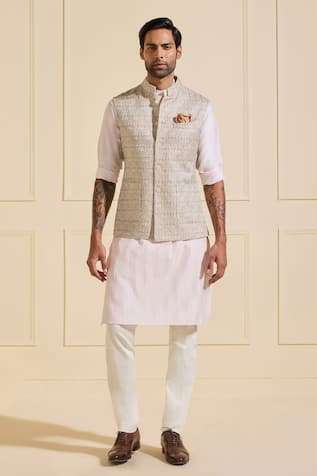 Raghavendra Rathore Jodhpur Moonlit Weaved Nehru Jacket 
