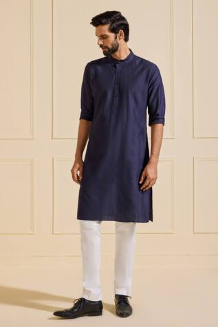 Raghavendra Rathore Jodhpur Celestial Sapphire Silk Kurta 