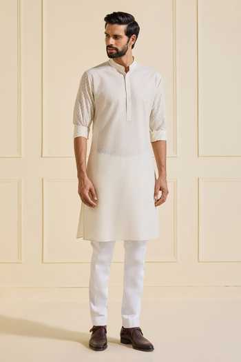 Raghavendra Rathore Jodhpur Imperial Off White Silk Kurta 