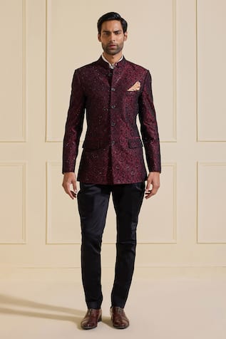 Raghavendra Rathore Jodhpur Maroon Bandhgala Jacket 