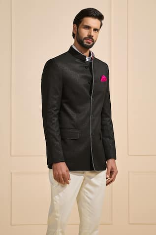 Raghavendra Rathore Jodhpur Opulent Sheen Black Bandhgala 