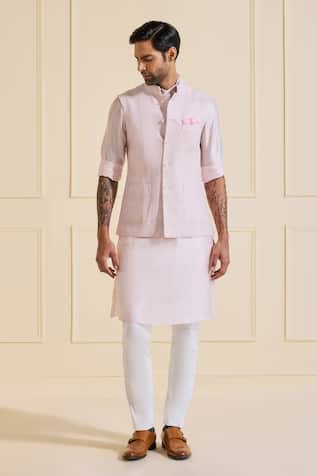 Raghavendra Rathore Jodhpur Luminous Pink Bundi Set 