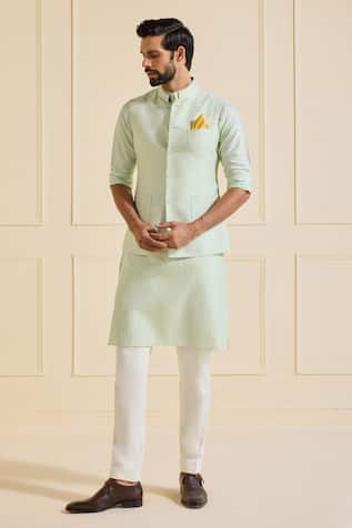 Raghavendra Rathore Jodhpur Luxe Mint Nehru Jacket Set 