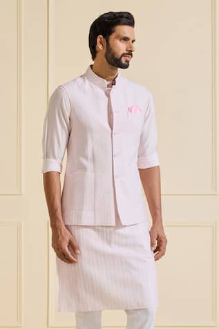 Raghavendra Rathore Jodhpur Powder Pink Nehru Jacket Set 
