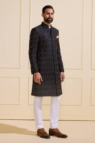 Raghavendra Rathore Jodhpur Midnight Black Designer Sherwani 
