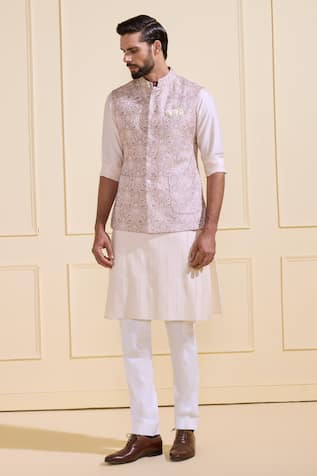 Raghavendra Rathore Jodhpur Ivory Blossom Nehru Jacket 