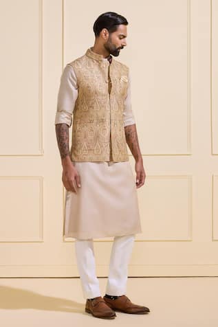 Patterned Tonal Brocade Nehru Jacket 