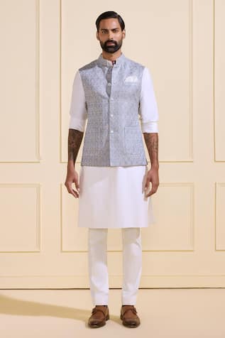 Raghavendra Rathore Jodhpur Textured Brocade Nehru Jacket 