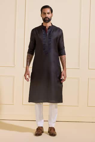 Embroidered Black Kurta 