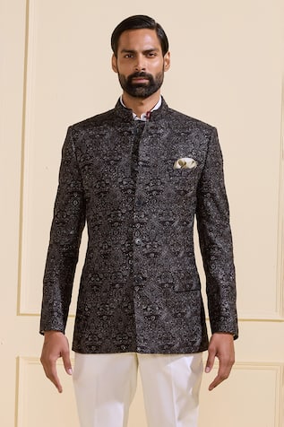 Raghavendra Rathore Jodhpur Designer Black Bandhgala 