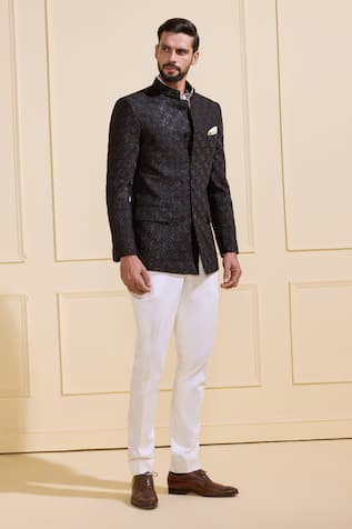 Raghavendra Rathore Jodhpur Black Regal Bandhgala 