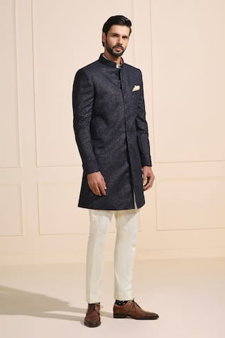 Raghavendra Rathore Jodhpur Navy Luxe Sherwani 
