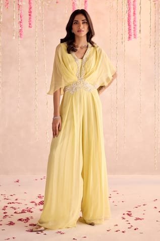 Seema Thukral Embellished Draped Pleated Jumpsuit 