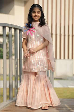 Taber Tikri Pink Chanderi Kurta Set With Dupatta 