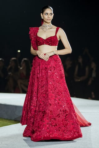 Mishru Ellisiana Red Lehenga Set 