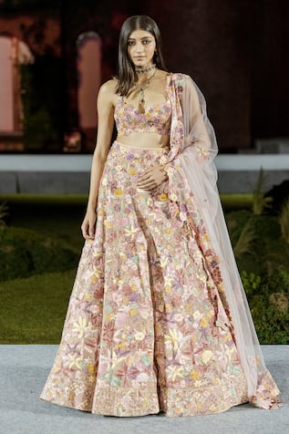 Mishru Husna Brown Mia Lehenga Set 