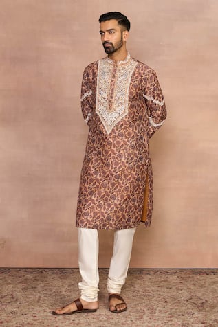 Rabaab Brown Printed Kurta Set 