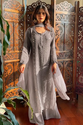 LABEL AISHWARYRIKA Chikankari Georgette Kurta Set 