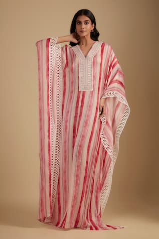 Pastel Pink Striped Kaftan 