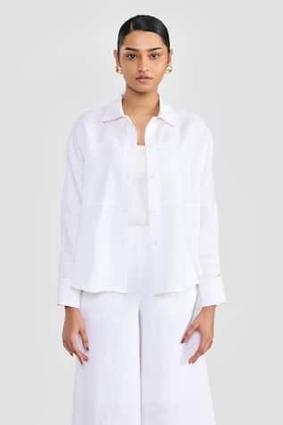Perona White Cotton Designer Shirt 