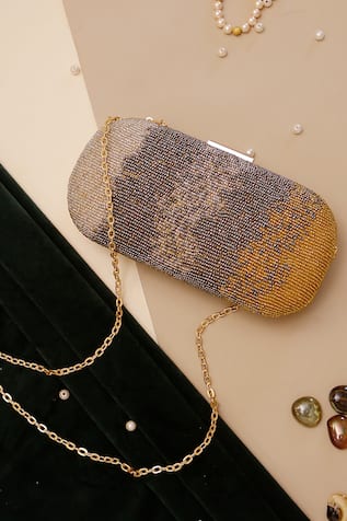 Designer Beaded Clutch with Detachable Sling 