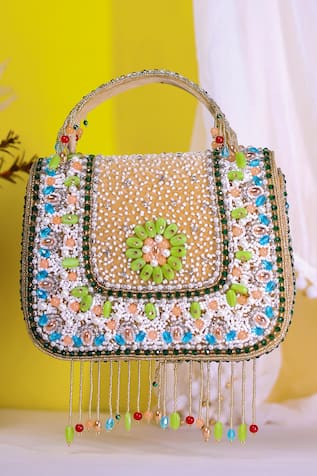Embellished Silk Handbag 