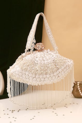Designer Silk Handbag with Detachable Handle 