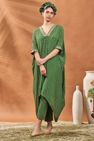 Masaba Green Printed Tunic & Pant Set 