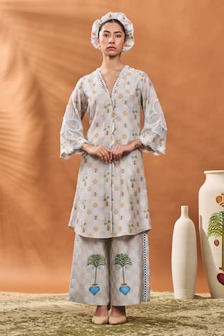 Masaba Powder Blue Printed Kurta Set