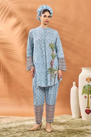 Masaba Blue Blooming Board Kurta Set