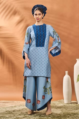 Masaba Powder Blue Printed Kurta Set 