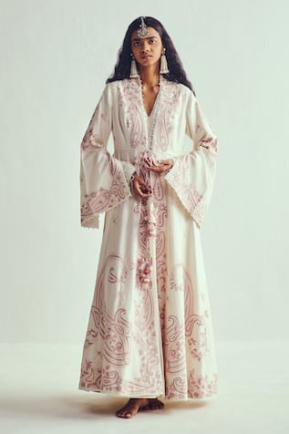 WABI SABI BY ANSHUM-RITESH Ivory Aari Embroidered Anarkali Set 