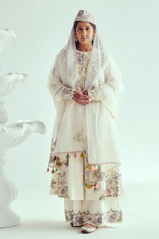 WABI SABI BY ANSHUM-RITESH Ivory Chanderi Jacket Anarkali Set 