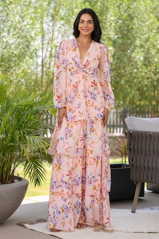 B'Infinite Floral Tiered Maxi Dress 