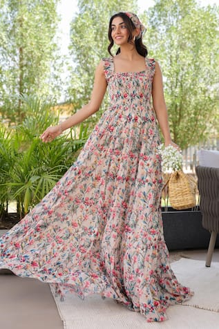 B'Infinite Floral Print Maxi Dress 