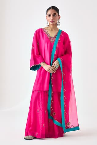 Janki India Pink Embroidered Kurta Set 