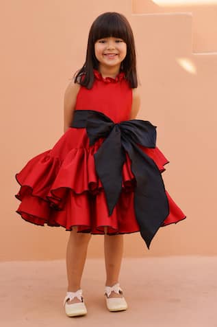 Janyas Closet Tiered Ruffle Dress With Bow 