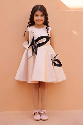 Janyas Closet Champagne Petal Grace Satin Dress 