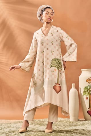 Masaba Ivory Checkers Bloom Kurta Set 