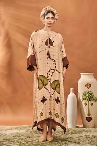 Masaba Beige Clover Checks Kaftan 