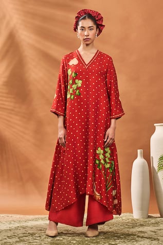Masaba Rust Spade Blossom Long Kurta 