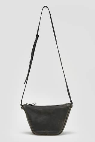 PERONA Distress Black Leather Handbag 