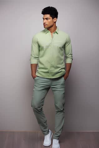 Geometric Embroidered Casual Shirt 