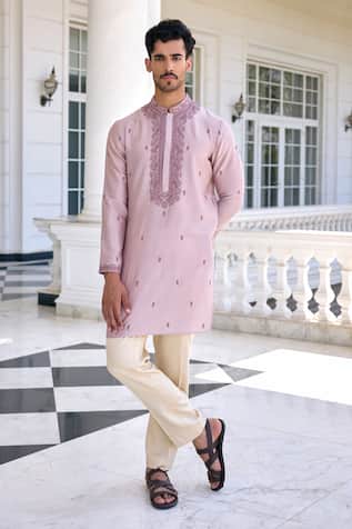 Kalista Ayaaz Embroidered Dusty Mauve Kurta Set 