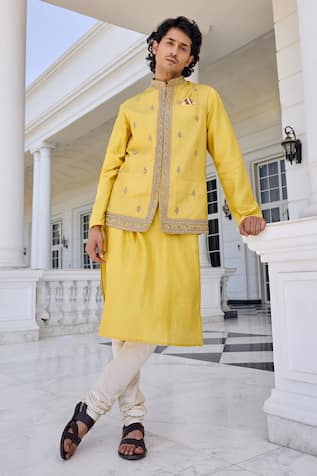 Kalista Zunaid Yellow Embroidered Kurta Set 
