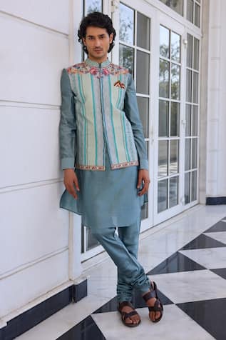 Kalista Arav Aqua Kurta Bundi Set 