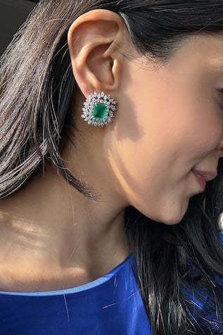 Green Stone Stud Earrings 