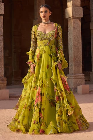 Awigna Floral Print Anarkali Set 