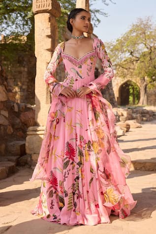 Awigna Floral Printed Anarkali Set 