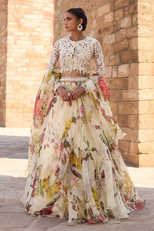 Awigna Floral Printed Organza Lehenga Set 